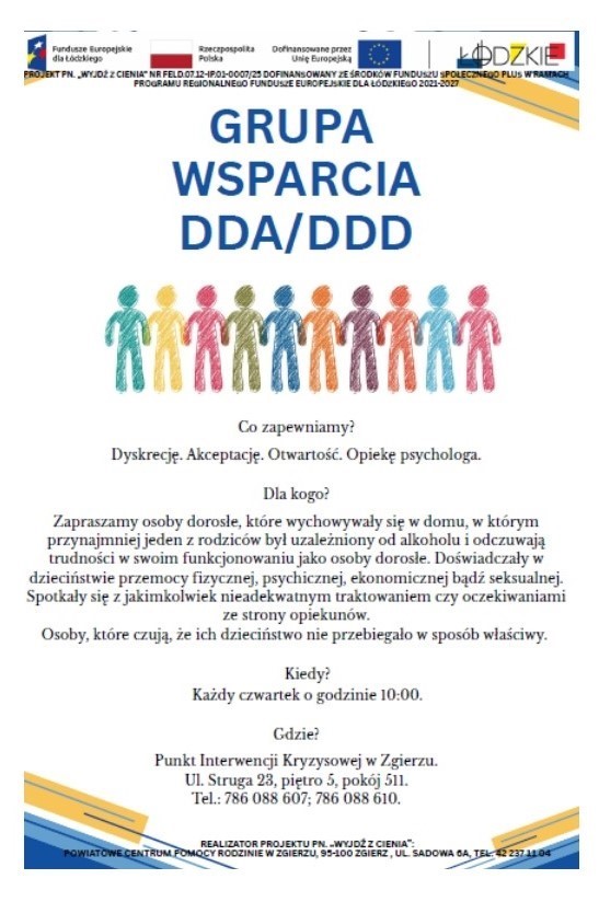 Plakat z logo Funduszy Europejskich dla Ł&oacute;dzkiego, biał-czerwonej flagi Polski i niebieskiej z gwiazdkami flagi Unii Europejskiej z opiesem programu